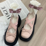 Hnzxzm Women Bow Marie Jane Shoes Platform Fashion Mid Heels Sandals New Pumps Lolita Shoes Dress Casual Chunky Designerm Mujer Shoes