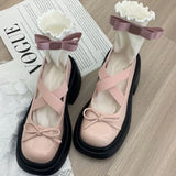 Hnzxzm Women Bow Marie Jane Shoes Platform Fashion Mid Heels Sandals Autumn New Pumps Lolita Shoes Dress Casual Chunky Mujer Shoes