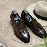 Hnzxzm Plus 37-45 Design Brand Men Genuine leather Shoes Moccasins Men's Tassel Loafers Vintage Slip-on Casual Men Social Dress Shoe