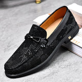 Hnzxzm Fashion Brand Men's Classic Comfortable Business Banquet Le Fu Shoes New Men's Snake Skin Sequin New Wedding Groom Shoes