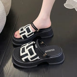 Hnzxzm Shoes for Women Outside Sandals Black Platform Summer Height Woman Slippers Open Toe Slides Thick Vip Shoe F Normal Trend I