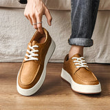 Hnzxzm New Brown Casual Shoes Classic Frosted Leather Men Soft Loafers Men Flats Comfortable Driving Shoes Lace Up Loafers Moccasins