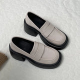 Hnzxzm Chunky Loafers Female British Style Thick Sole Slip On Mary Janes Shoes College Style Casual Fashion Shoes Girls