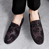 Hnzxzm Fashion Brand Men's Classic Comfortable Business Banquet Le Fu Shoes New Men's Snake Skin Sequin New Wedding Groom Shoes