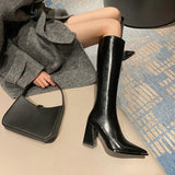 Hnzxzm Pointed Toe Women High Boots Fashion Side Zippers Long Booties Ladies Elegant Party High Heel Shoes Winter Women's Footwear