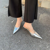 Hnzxzm Pointed Toe Women Slides Slippers Outside Mules Shoes Black Gold Silver White Thin High Heels Summer Outside Mules Shoes Office