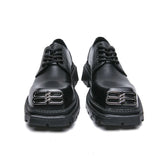 Hnzxzm - New Black Loafers Platform Men Shoes Round Toe Solid Lace-up Size 38-45 Free Shipping Mens Shoes