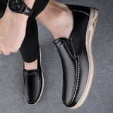 Hnzxzm Shoes Men Slip-On Leather Shoes Casual Shoes Driving Moccasin Non-slip Loafers Men Bule Shoes Luxury Brand High Quality