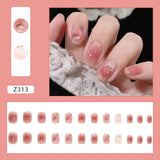 Hnzxzm Nail Art Fake Nails Long Island Iced Tea Wearing Jiashan Camellia Flower 3D Light Change Love Girl Blush Wearing Press on Nails