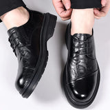 Hnzxzm Cow Leather Formal Shoes Lace Up Men Oxfords Thick Bottom Men Fashion Wedding Party Men Dress Shoes Italian Designer Male Shoes