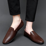 Hnzxzm Men Shoes Slip on England Breathable Men's Genuine Leather Loafers Comfortable Shoes For Men Lightweight Slip-on Men