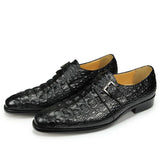 Hnzxzm Luxury Crocodile Pattern Formal Leather Shoes Mens Monk Strap Oxford Mens Italy Style Loafers Sapato Social Masculino Zapatilla