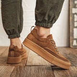 Hnzxzm Cow Suede Leather Men Shoes Lace up Sneakers Breathable Men Casual Shoes Soft Non-Slip Male Footwear Spring Autumn Shoes Men