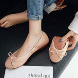 Hnzxzm Size 42/43 Ladies Single Shoes Bowtie Flats Patent Leather Loafers Women Round Toe Roll-Up Shoes Woman Bridesmaid Flats