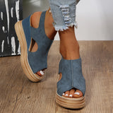 Hnzxzm Summer Plus Size Wedge High Heels Sandals Women 2024 Peep Toe Platfrom Sandals Woman Buckle Strap Non Slip Beach Sandles Mujer