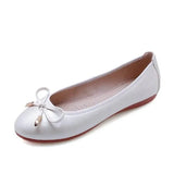 Hnzxzm Size 42/43 Ladies Single Shoes Bowtie Flats Patent Leather Loafers Women Round Toe Roll-Up Shoes Woman Bridesmaid Flats