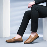 Hnzxzm Men Casual Shoes Luxury Brand Summer Fashion Genuine Leather Mens Loafers Hollow Out Breathable Slip on Driving Flat Shoes