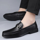 Hnzxzm Spring New Metal Buckle Mens Casual Shoes Luxury Brand Loafers Genuine Leather Men Driving Shoes Mocasines Slip-On Walking Shoes