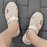 Hnzxzm Classic Style Men's Summer New Handmade Mesh Breathable Sandals Fashionable Outdoor Men's Beige Comfortable Casual Shoes