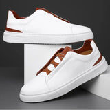 Hnzxzm Fashion Men's Casual Leather Shoes Men Skateboarding Shoes Mens Light Comfortable Driving Flats