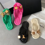 Hnzxzm Summer Women Slippers Fashion Bowknot Flip Flops Beach Shoes for Women Non-slip EVA Slippers Outdoor Women Shoes