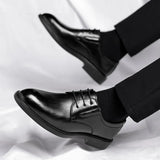 Hnzxzm 8cm Heel Men's Dress Shoes New Designer Cow Leather Increase Casual Spring Autumn Black Platform Wedding Shoes Male