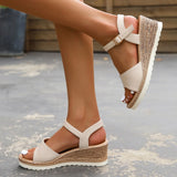 Hnzxzm Ankle Buckle Wedge Sandals for Women Summer Patchwork Platform Sandles Woman Thick Sole Gladiator Sandalias Mujer