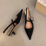 Hnzxzm Spring New Brand Women Sandal Fashion Pointed Toe Shallow Slip On Slingback Shoes Thin Med Heel Outdoor Dress Mu