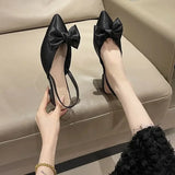 Hnzxzm Women's Sandals Summer 2024 Pointed Low Heels Bow-knot Sandalias Fashion Baotou Strap Elegant Female Shoes Chaussure Femme