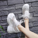 Hnzxzm White Sport Sneakers Women Sports Shoes Female Height Increasing Shoes Lace Flowers Summer Gym Walking Shoes Women Zapatillas