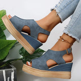 Hnzxzm Summer Plus Size Wedge High Heels Sandals Women 2024 Peep Toe Platfrom Sandals Woman Buckle Strap Non Slip Beach Sandles Mujer