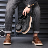 Hnzxzm Casual High Quality Men's Shoes lace up Leather Casual Shoe outdoor Comfortable Lined Fashion Shoes Men's Shoes