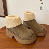 Hnzxzm Winter Warm Plush Women Snow Boots Fashion Short Booties Comfort Thick Heel Cotton Shoes