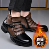 Hnzxzm Autumn Winter Retro Ankle Boots for Men Fashion Casual Size Zipper Motorcycle Boots Man New Designer Warm Platform Shoes Male