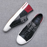 Hnzxzm Elastic Band Men's Vulcanize Shoes Autumn New Youth Trend Mixed Colors Loafers Spring Pu Surface Designer Flats