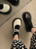 Hnzxzm Mary Janes Casual Platform Shoes Woman Non-Slip Pure Color Elegant Sandals Party Vintage Buckle Pumps Office Lady Summer