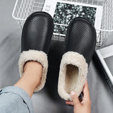 Hnzxzm Men's Shoes, Cotton Slippers Plush and Thick Slippers Toe Wrap Heelless Home Anti Slip Women's Shoes Versatile Couple Shoes