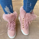 Hnzxzm European American Women's Boots Winter New Oversized Design with Warm Fur Mouth and Increased Height Inside Zapatos Mujer