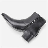 Hnzxzm Chelsea Ankle Boots Men High Heels Boots Brand Leather Ankle Boots Comfortable Party/Wedding shoes for Men Elevator Shoes 2024