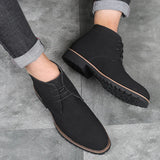 Hnzxzm Fashion Men Classic Suede Leather Chelsea Chukka Boots for Man Ankle Casual British Style Short Boot High-Top Shoes Winter