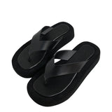 Hnzxzm Black/white mixed color thick bottom flip flops women famous designe clip toe slippers ladies platform jandal slides beach shoes