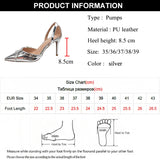 Hnzxzm Y2K Silver High Heels Pumps Women New Metal Decor Punk Goth Party Shoes Woman Pointed Toe Metallic Thin Heeled Pump Shoes