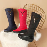 Hnzxzm Warm Fur Women's High Snow Boots 2024 Brand Plush Winter Mother Shoes Waterproof Fashion Casual Wedge Knee High Boot Large Size