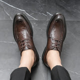 Hnzxzm Fashion Men Shoes Spring Autumn Men Dress Shoes Lace up Business Male Leather Shoe Men Handmade Oxfords Work Shoes Men