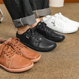 Hnzxzm Mens Wide Barefoot Shoes Unisex Plus Size Leather Casual Sneakers Minimalist Toe Shoes Women Zero Drop Comfort Walking Flats