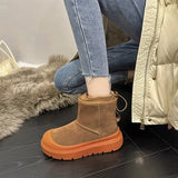 Hnzxzm Winter Boots With Fur Flat Heel Round Toe Brand Women's Shoes Boots-Women  Australia Plush Fashion Ladies Lolita Med