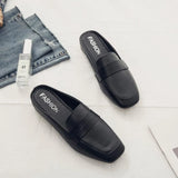 Hnzxzm Half Slippers for Women Wearing Summer New Korean Version Square Headed One Step Lazy Slippers for Women