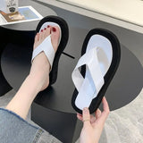 Hnzxzm Fashion Flip Flops Summer Shoes Women Flat Platform Casual Slippers Outdoor Beach Sandals Thick Bottom Non-slip Home Slides