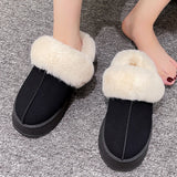 Hnzxzm Women Thick Sole Faux Fur Slippers Winter Plush Warm Cotton Shoes Woman Indoor Outdoor Non Slip Fluffy Platform