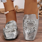 Hnzxzm Women's Slippers Spring Autumn New Mules Slippers Luxurious Rhinestone Design Ladies Flat Slippers Pantuflas De Mujer